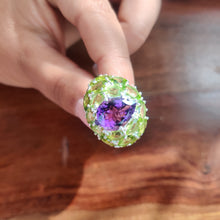 Load image into Gallery viewer, Capella Amethyst &amp; Peridot Ring - It&#39;s Silver!
