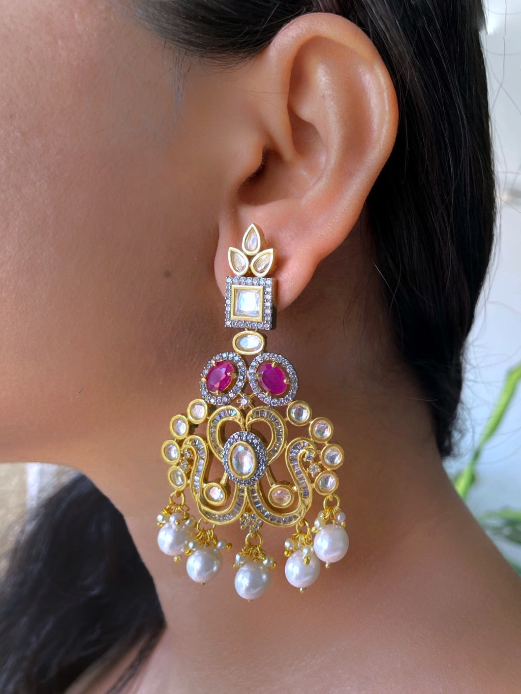 Jashn Kundan and Pearls Earrings