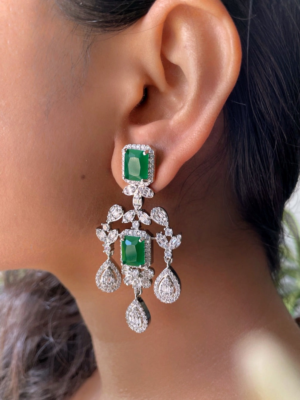 Zara Green Chandelier Earrings
